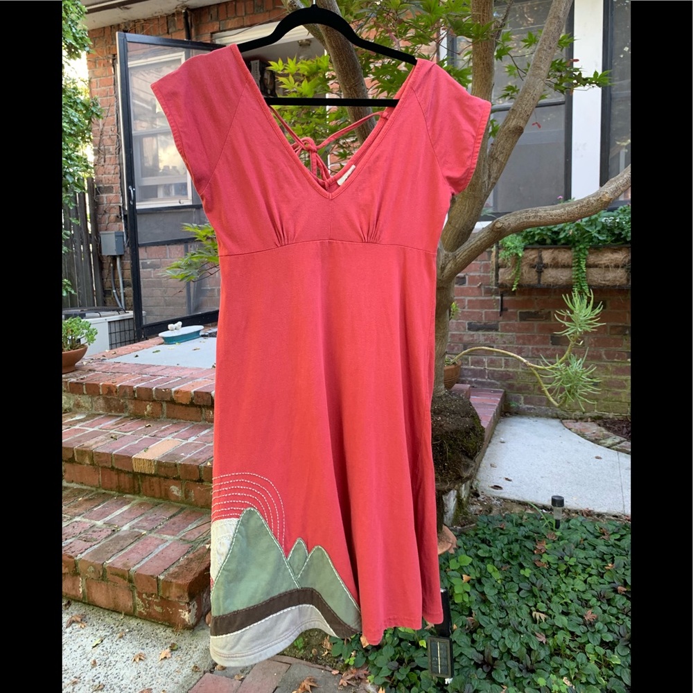 Boho Empire Dress with Mountain/Sun Appliqué